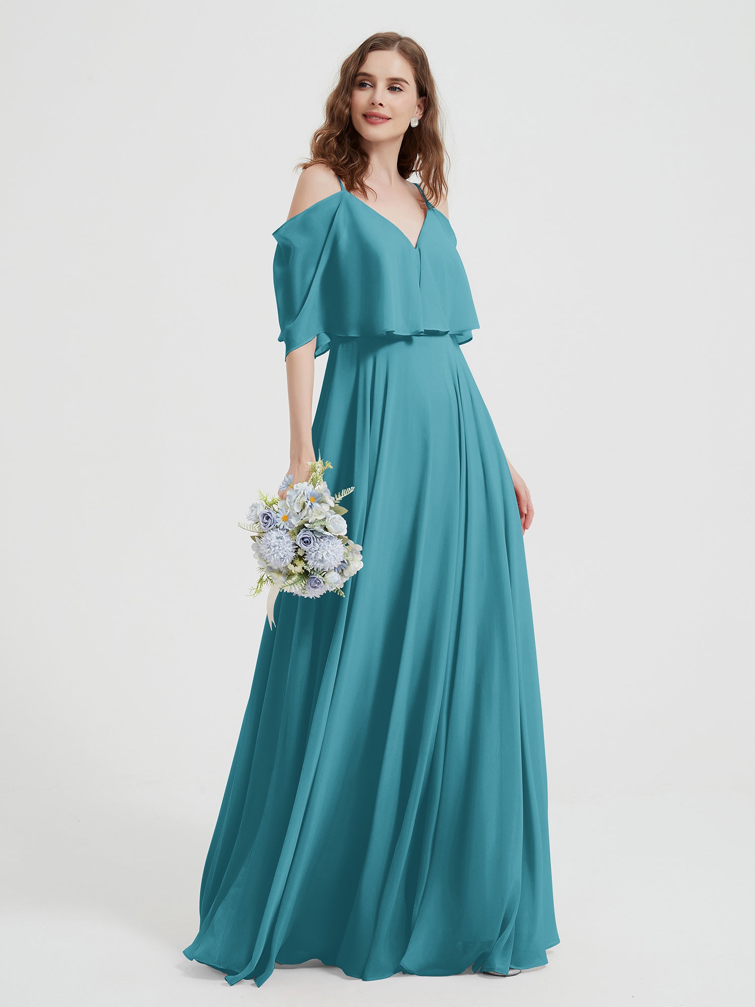 Spaghetti Strap Dresses with Flutter Sleeves Jade